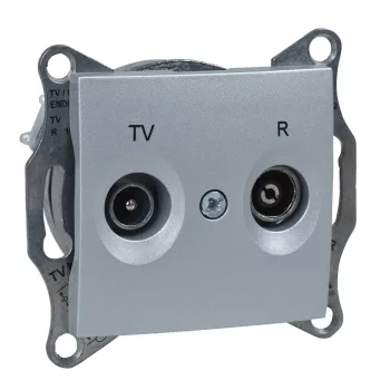   Schneider Electric Sedna SDN3301860 átmenő TV-Rádió csatlakozóaljzat 4 dB, aluminium burkolattal. keret nélkül, süllyesztett ( SDN3301860 ).