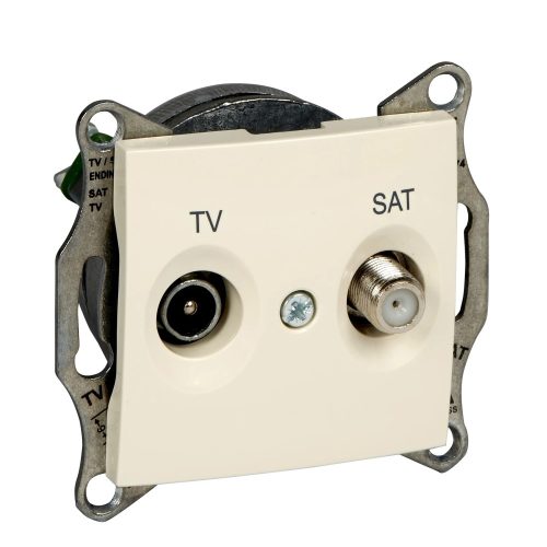 Schneider Electric Sedna SDN3401247 átmenő TV-SAT csatlakozóaljzat 8 dB, bézs burkolattal. keret nélkül, süllyesztett ( SDN3401247 ).