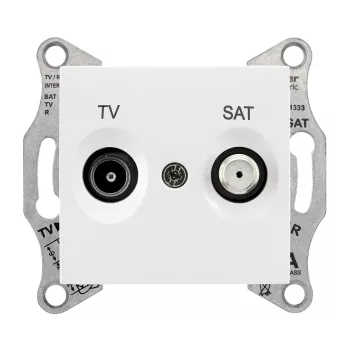   Schneider Electric Sedna SDN3401621 végzáró TV-SAT csatlakozóaljzat 1 dB, fehér burkolattal. keret nélkül, süllyesztett ( SDN3401621 ).