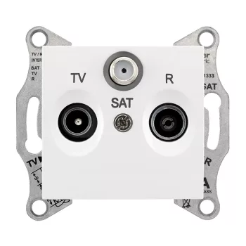  Schneider Electric Sedna SDN3501221 átmenő TV-Rádió-SAT csatlakozóaljzat 8 dB, fehér burkolattal. keret nélkül, süllyesztett ( SDN3501221 ).