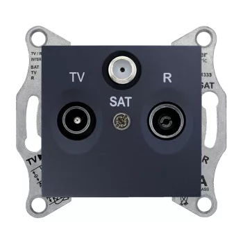   Schneider Electric Sedna SDN3501370 végzáró TV-Rádió-SAT csatlakozóaljzat 1 dB, grafit burkolattal. keret nélkül, süllyesztett ( SDN3501370 ).