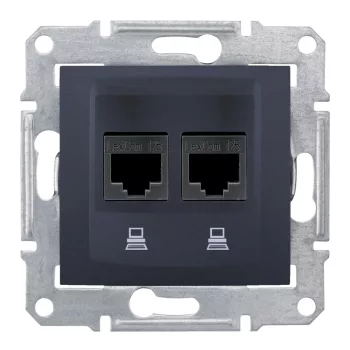   Schneider Electric Sedna SDN4400170 Informatikai csatlakozóaljzat 2xRJ45, Cat5e UTP, grafit burkolattal, keret nélkül ( SDN4400170 ).