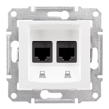   Schneider Electric Sedna SDN4800121 Informatikai csatlakozóaljzat 2xRJ45, Cat6 UTP, fehér burkolattal, keret nélkül ( SDN4800121 ).