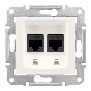   Schneider Electric Sedna SDN4800123 Informatikai csatlakozóaljzat 2xRJ45, Cat6 UTP, krém burkolattal, keret nélkül ( SDN4800123 ).