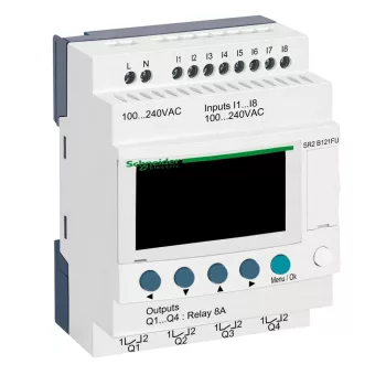   Schneider SR2B121FU LCD kijelzős, 12 I/O, relés, óra, 230VAC