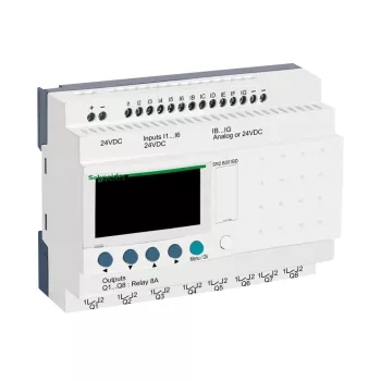   Schneider SR2B201BD LCD kijelzős, 20 I/O, 8 analóg bemenet, relés, óra, 24VDC