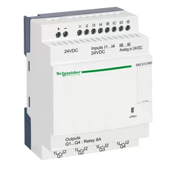  Schneider SR2E121BD 12 I/O, 4 analóg bemenet, relés, óra, 24VDC