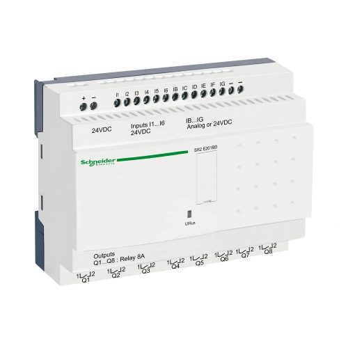 Schneider SR2E201BD 20 I/O, 6 analóg bemenet, relés, óra, 24VDC