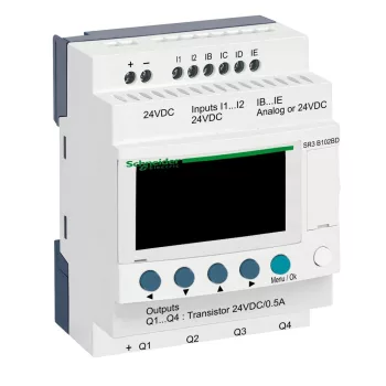   Schneider SR3B102BD 10 I/O, 4 analóg bemenet, tranzisztoros óra, 24VDC