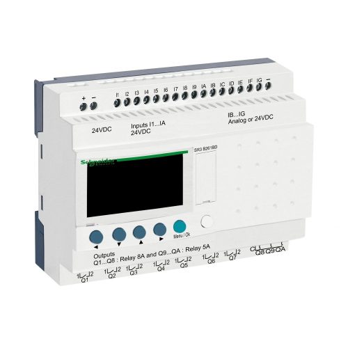 Schneider SR3B261BD 26 I/O, 6 analóg bemenet, relés, óra, 24VDC