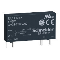 Schneider SSL1A12NDR SSL sorkapocs szilárdtestrelé, pillanat kapcs, 1NO, 24...280VAC, 2A, 60VDC