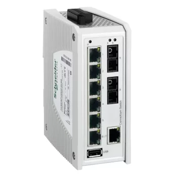   Schneider Electric TCSESPU093F2CS0 ConneXium Premium switch, 7 x TX réz + 2 x FX-SM optika, IP40, nem menedzselhető