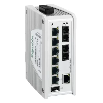   Schneider Electric TCSESPU093F2CU0 ConneXium Premium switch, 7 x TX réz + 2 x FX-MM optika, IP40, nem menedzselhető