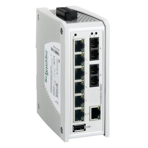 Schneider Electric TCSESPU093F2CU0 ConneXium Premium switch, 7 x TX réz + 2 x FX-MM optika, IP40, nem menedzselhető