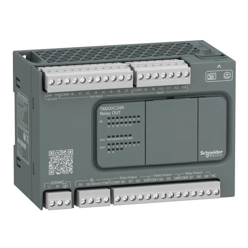 Schneider Electric TM200C24R Modicon M200 Easy PLC, 24 I/O1xRS485, relés kimenet, 230 VAC