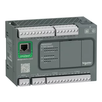   Schneider Electric TM200CE24T Modicon M200 Easy PLC, 24 I/O1xRS485, 1xEthernet, tranzisztoros kimenet (source), 24 VDC