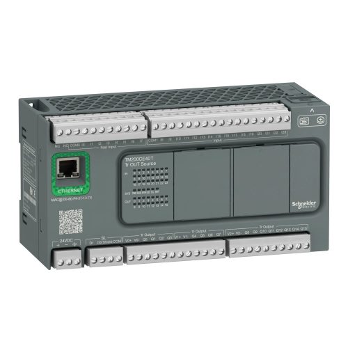 Schneider Electric TM200CE40T Modicon M200 Easy PLC, 40 I/O1xRS485, 1xEthernet, tranzisztoros kimenet (source), 24 VDC