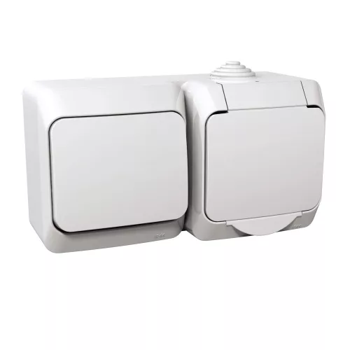 Schneider Electric Cedar Plus WDE000504 falon kívüli 2P+F csatlakozóaljzat, váltókapcsolóval – 16 AX, 250 V AC – IP44 – fehér színben