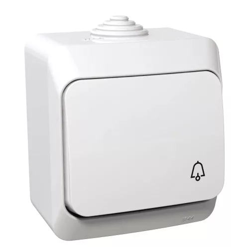 Schneider Electric Cedar Plus WDE000512 falon kívüli egypólusú nyomógomb csengőjellel – 16 A, 250 V AC – IP44 – fehér színben