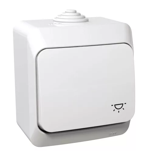 Schneider Electric Cedar Plus WDE000513 falon kívüli egypólusú nyomógomb lámpajellel – 16 A, 250 V AC – IP44 – fehér színben