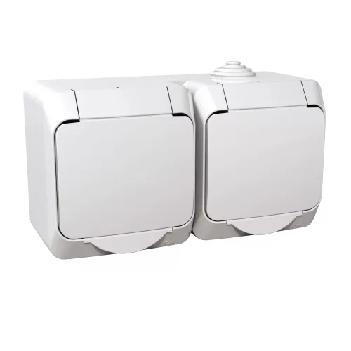 Schneider Electric Cedar Plus WDE000523 falon kívüli 2x2P+F csatlakozóaljzat, biztonsági zsaluval és csapófedéllel – 16 A, 250 V AC – IP44 – fehér színben