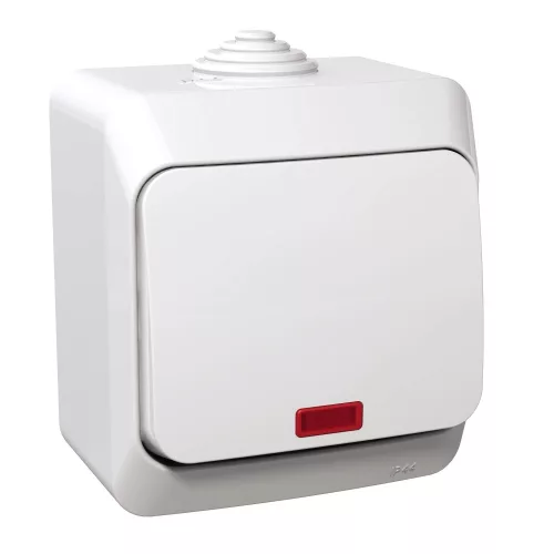 Schneider Electric Cedar Plus WDE000571 falon kívüli keresztkapcsoló jelzőfénnyel – 16 AX, 250 V AC – IP44 – fehér színben