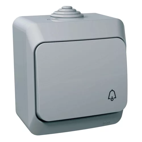Schneider Electric Cedar Plus WDE000612 falon kívüli egypólusú nyomógomb csengőjellel – 16 A, 250 V AC – IP44 – szürke színben