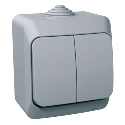Schneider Electric Cedar Plus WDE000651 falon kívüli csillárkapcsoló jelzőfénnyel – 16 AX, 250 V AC – IP44 – szürke színben