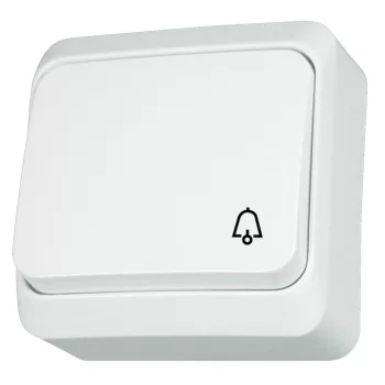 Schneider Electric Prima WDE001012 falon kívüli egypólusú nyomógomb csengőjellel – 10 A, 250 V AC – IP20 – fehér színben