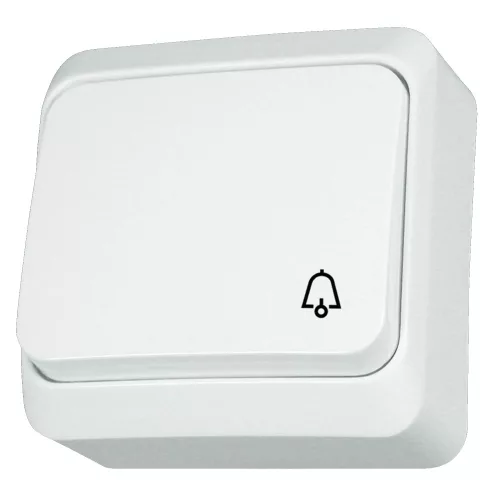 Schneider Electric Prima WDE001012 falon kívüli egypólusú nyomógomb csengőjellel – 10 A, 250 V AC – IP20 – fehér színben