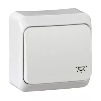 Schneider Electric Prima WDE001013 falon kívüli egypólusú nyomógomb lámpajellel – 10 A, 250 V AC – IP20 – fehér színben