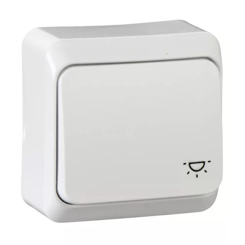 Schneider Electric Prima WDE001013 falon kívüli egypólusú nyomógomb lámpajellel – 10 A, 250 V AC – IP20 – fehér színben