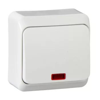 Schneider Electric Prima WDE001014 falon kívüli egypólusú kapcsoló jelzőfénnyel – 10 AX, 250 V AC – IP20 – fehér színben
