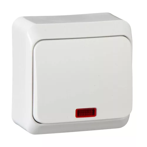 Schneider Electric Prima WDE001014 falon kívüli egypólusú kapcsoló jelzőfénnyel – 10 AX, 250 V AC – IP20 – fehér színben