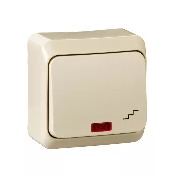   Schneider Electric Prima WDE001161 váltókapcsoló (106), krém, komplett szerelvény, falon kívüli, jelzőfénnyel 10A 250 ( WDE001161 ).