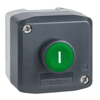   Schneider XALD102 Harmony XALD tokozott nyomógomb, 1NO, 1 zöld nyomógomb, "I" felirat