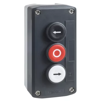   Schneider XALD334 Harmony XALD tokozott nyomógomb, 1 fehér - 1 piros - 1 fekete, 2NO+1NC, jobb és bal nyíl, "O" feliratok