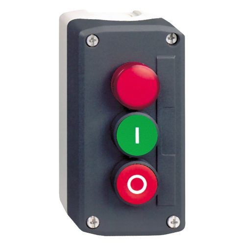 Schneider XALD363M Harmony XALD tokozott nyomógomb, 1 zöld - 1 piros nyomógomb - 1 piros 230VAC LED lámpa, 1NO+1NC, "I" "O" feliratok