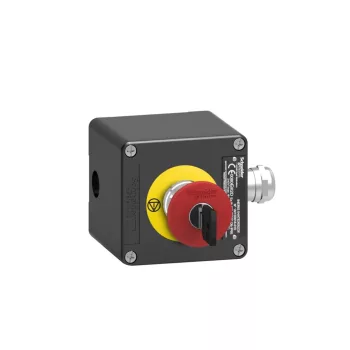   Schneider XAWF188EX Harmony XAWF ATEX D tokozott vészleállító, gombafejű 40mm, kulccsal oldható, fém, 2NC, piros