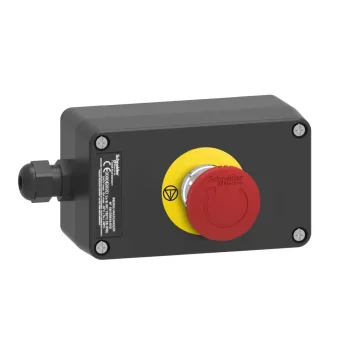  Schneider XAWG178EX Harmony XAWF ATEX D tokozott vészleállító, gombafejű 40mm, forgatásra oldó, műanyag, 2NC, piros