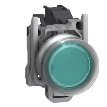   Schneider XB4BP381GEX Harmony ATEX DG komplett nyomógomb, Ø22, védősapkás, 1NO, betehető címke, zöld