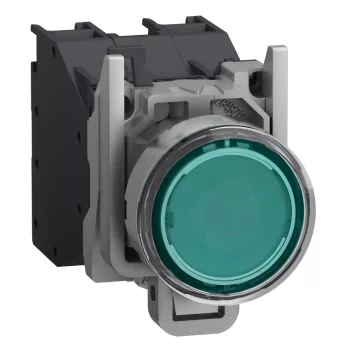   Schneider XB4BP383BM5GEX Harmony ATEX DG komplett világító nyomógomb, Ø22, védősapkás, 1NO, 24-240VAC/DC, zöld