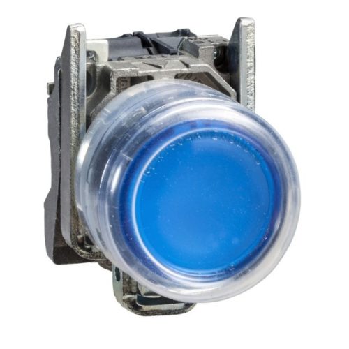 Schneider XB4BP683BG5EX ATEX komplett világító nyomógomb beépített LED-del kék, 24..120V AC/DC, védősapkával 1 záró érintkező (Harmony XB4BP683BG5EX)