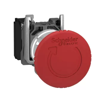   Schneider XB4BS8442 vészgomb piros fej Ø40 , lekapcsoló Ø22 trigger reteszelő forg. visszaálló 1 Nyitó (Harmony XB4BS8442)