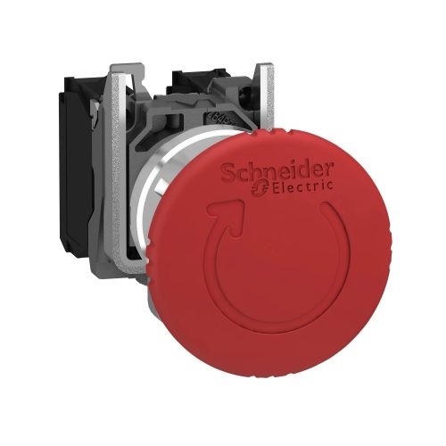 Schneider XB4BS8444 vészgomb piros fej Ø40 , lekapcsoló Ø22 trigger reteszelő forg. visszaálló 2 Nyitó (Harmony XB4BS8444)