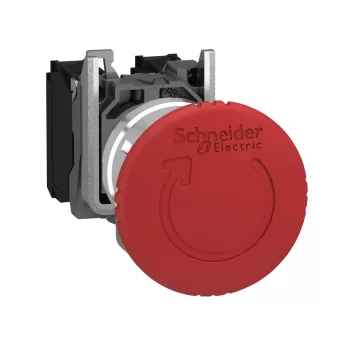   Schneider XB4BS84441 Harmony komplett fém Ø40 gombafejű vészgomb, Ø22, forgatásra kioldó, 2NC+1NO