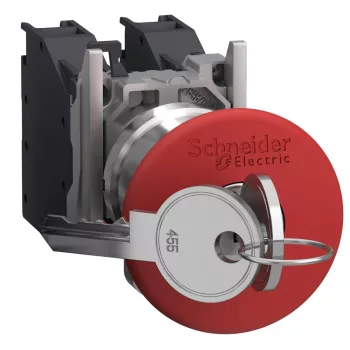   Schneider XB4BS9445GEX Harmony ATEX DG komplett vészkapcsoló 40mm fej, Ø22, 1NO+1NC, 455 kulcsos, piros