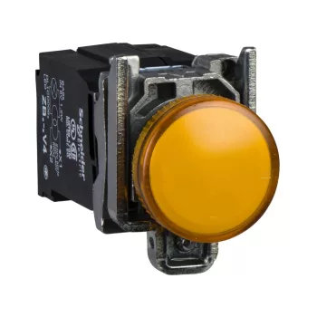   Schneider XB4BV35 komplett jelzőlámpa BA9, sárga, 110..120V AC, egyszerű búra, transzformátorral (Harmony XB4BV35)