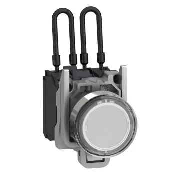   Schneider XB4BW21B5 Harmony komplett fém nyomógombos LED tesztlámpa, Ø22, 24VAC/DC, fehér