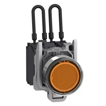   Schneider XB4BW25G5 Harmony komplett fém nyomógombos LED tesztlámpa, Ø22, 110/120VAC, narancssárga